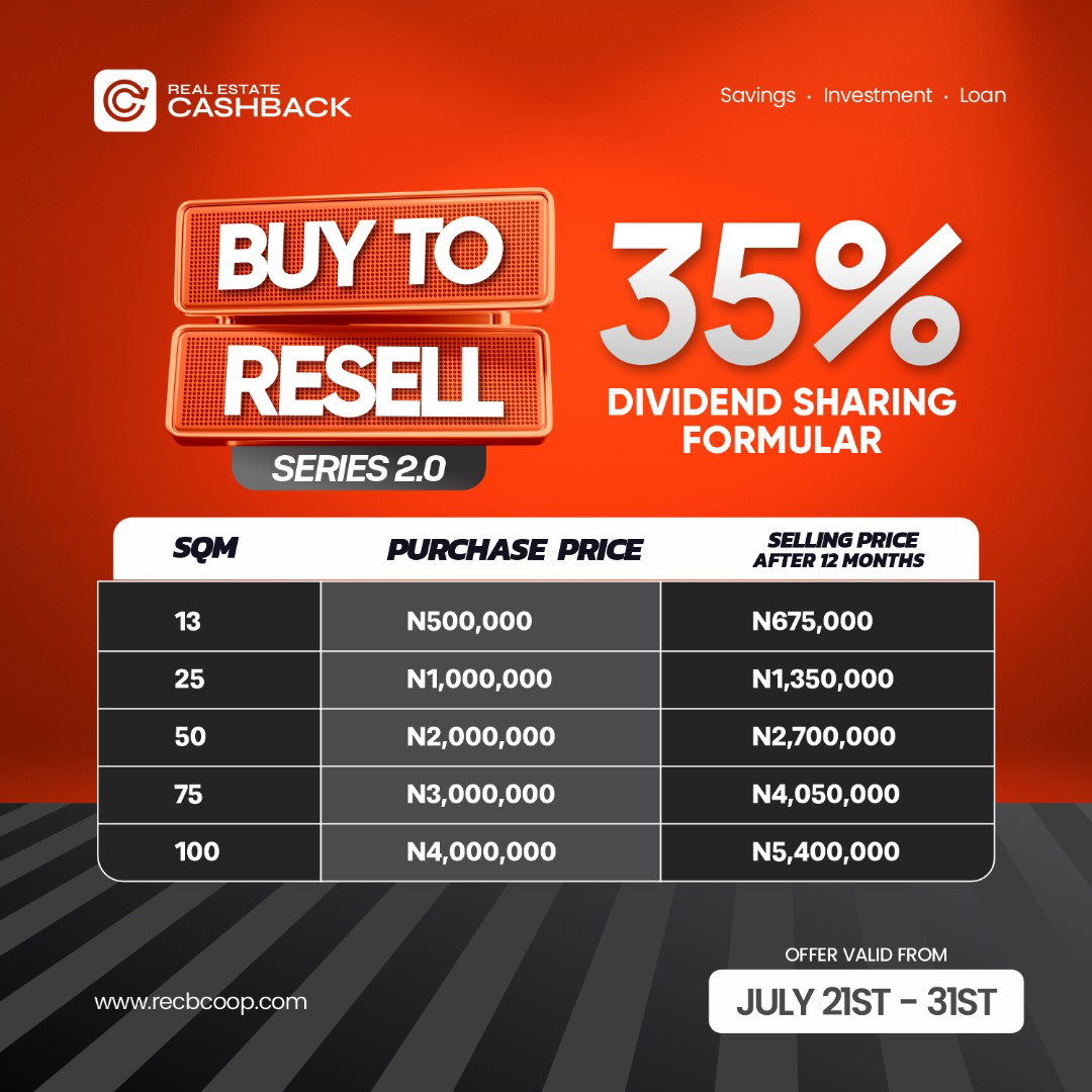 REAL ESTATE CASHBACK (BUY TO RESELL)