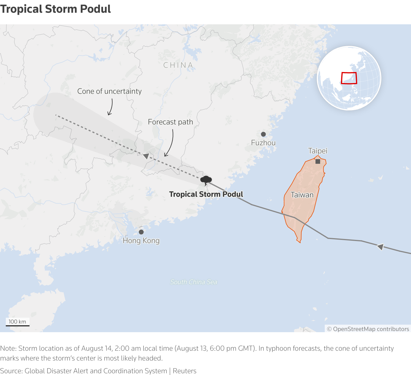Typhoon Podul Hits Eastern Taiwan, Disrupts Transport and Prompts Widespread Warnings
