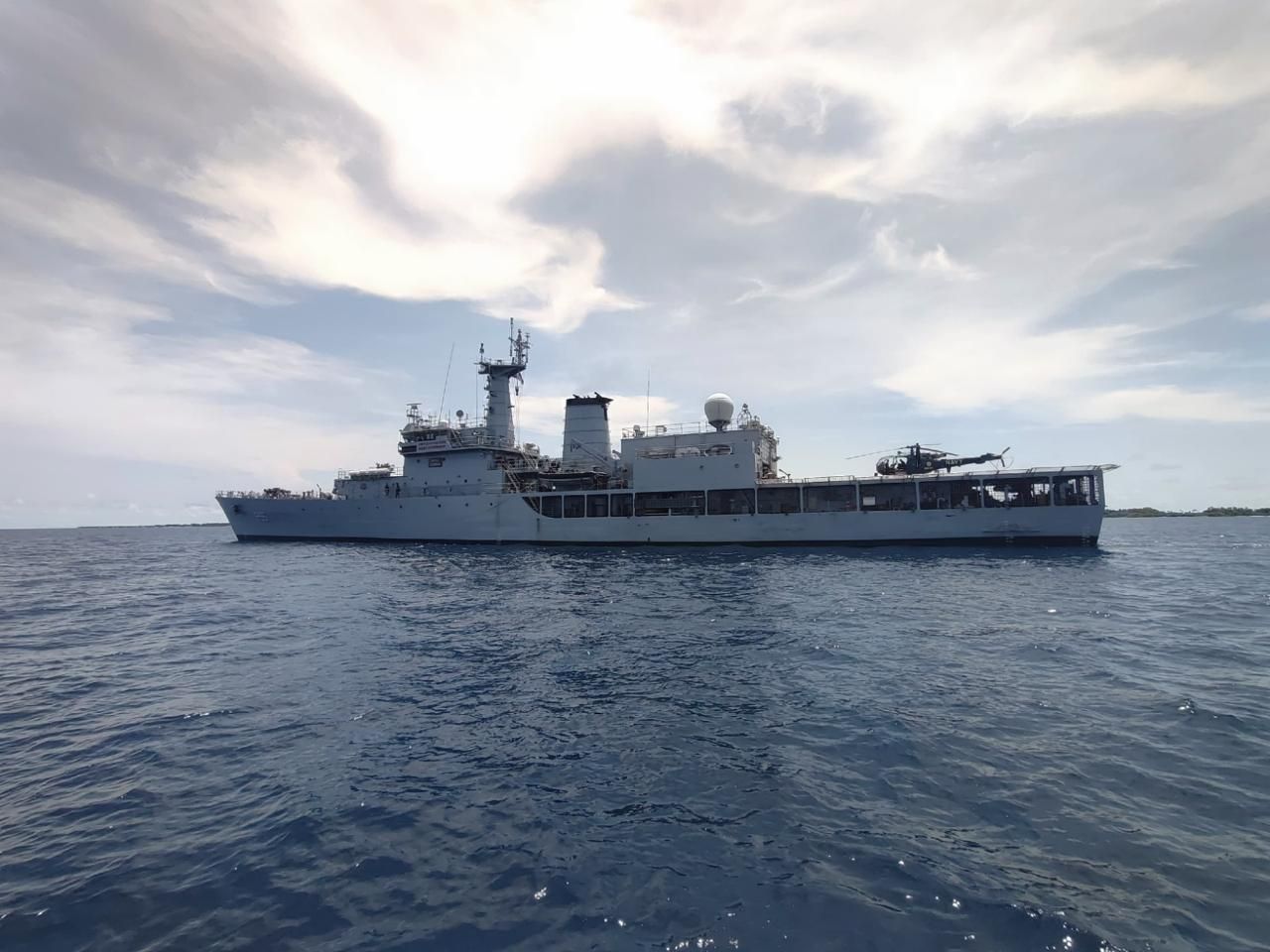 INS Sharda Arrives at Maafilaafushi, Maldives for HADR Exercise
