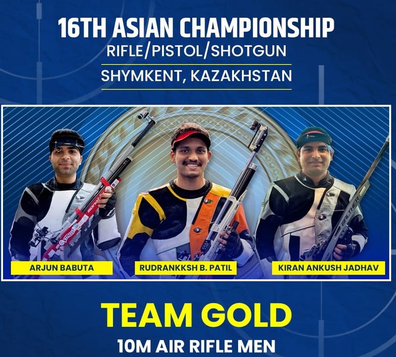 India bags all three mixed air rifle gold medals at Asian Shooting Championship in Shymkent, Kazakhstan