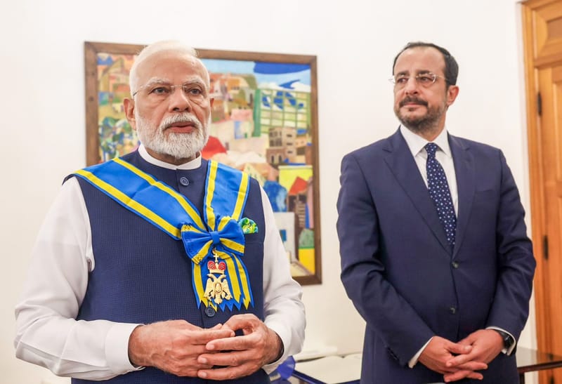 Cyprus confers highest civilian honour “Grand Cross of the Order of Makarios III’ upon Prime Minister Modi