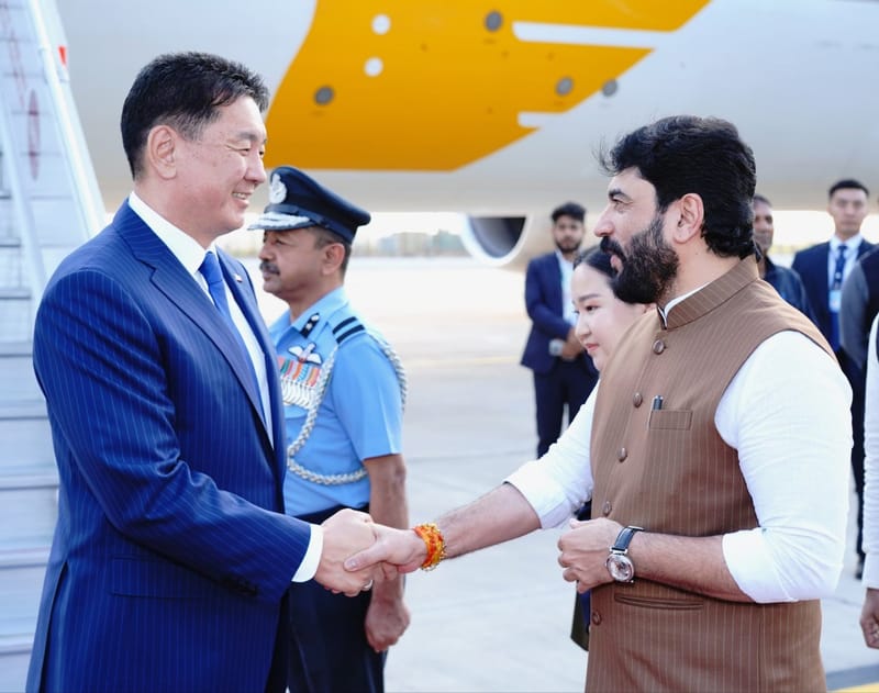 President of Mongolia Khurelsukh Ukhnaa Arrives in New Delhi for Four-Day Visit