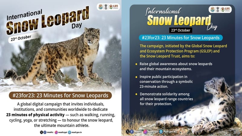 India Marks International Snow Leopard Day with Nationwide ‘#23for23’ Initiative