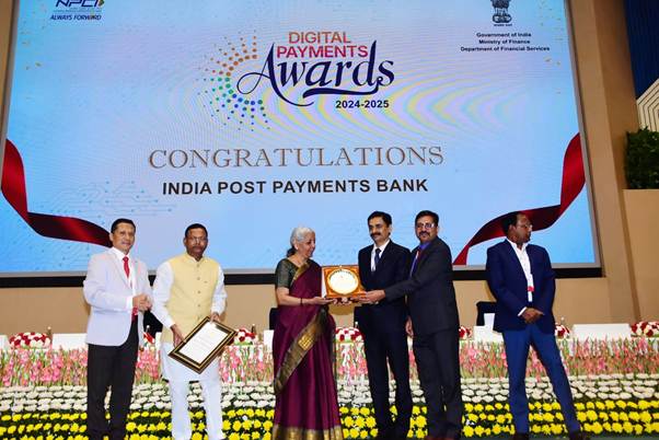 India Post Payments Bank Honoured with Digital Payments Award by Ministry of Finance