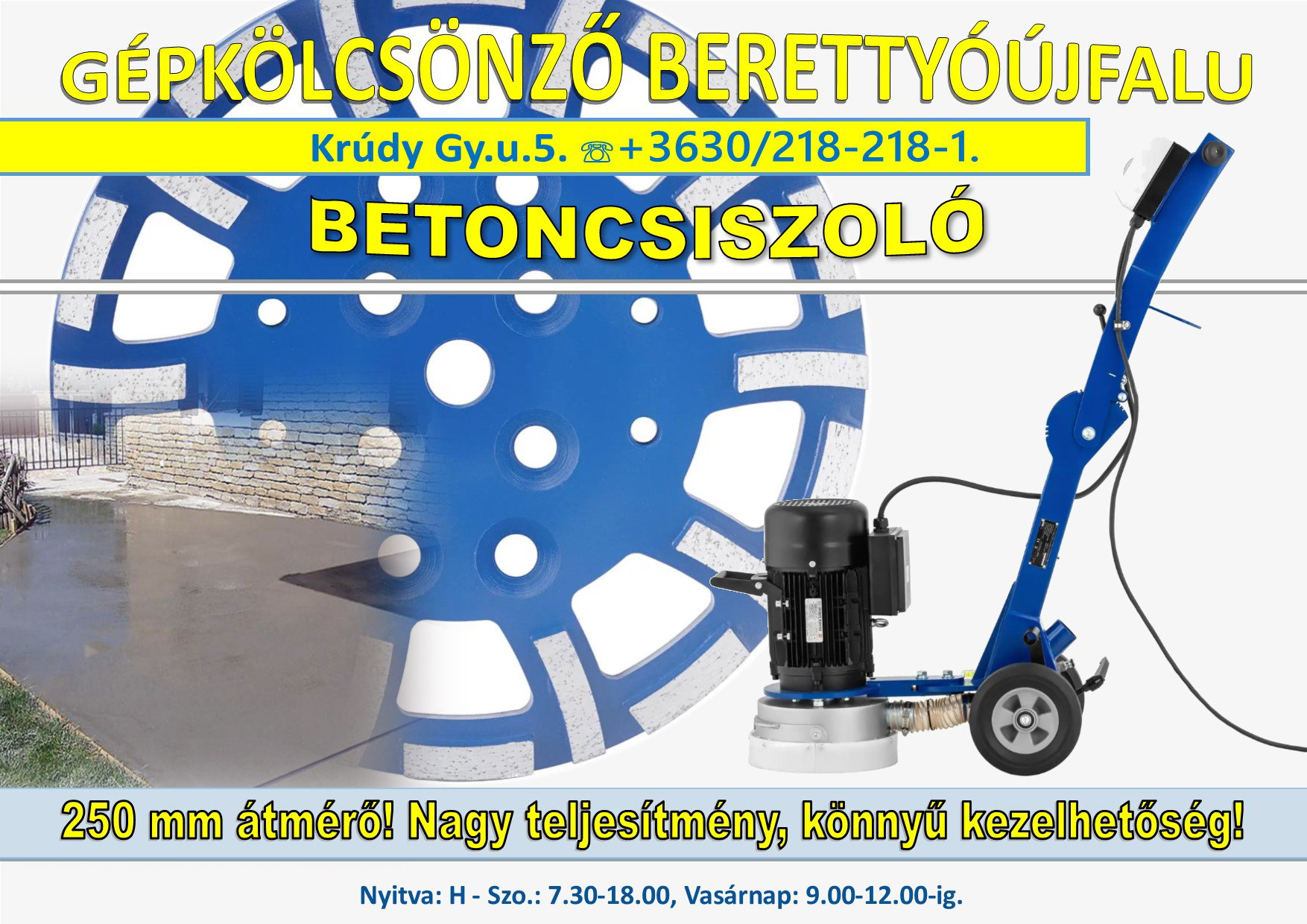 Betoncsiszoló betonfelületek csiszolásához