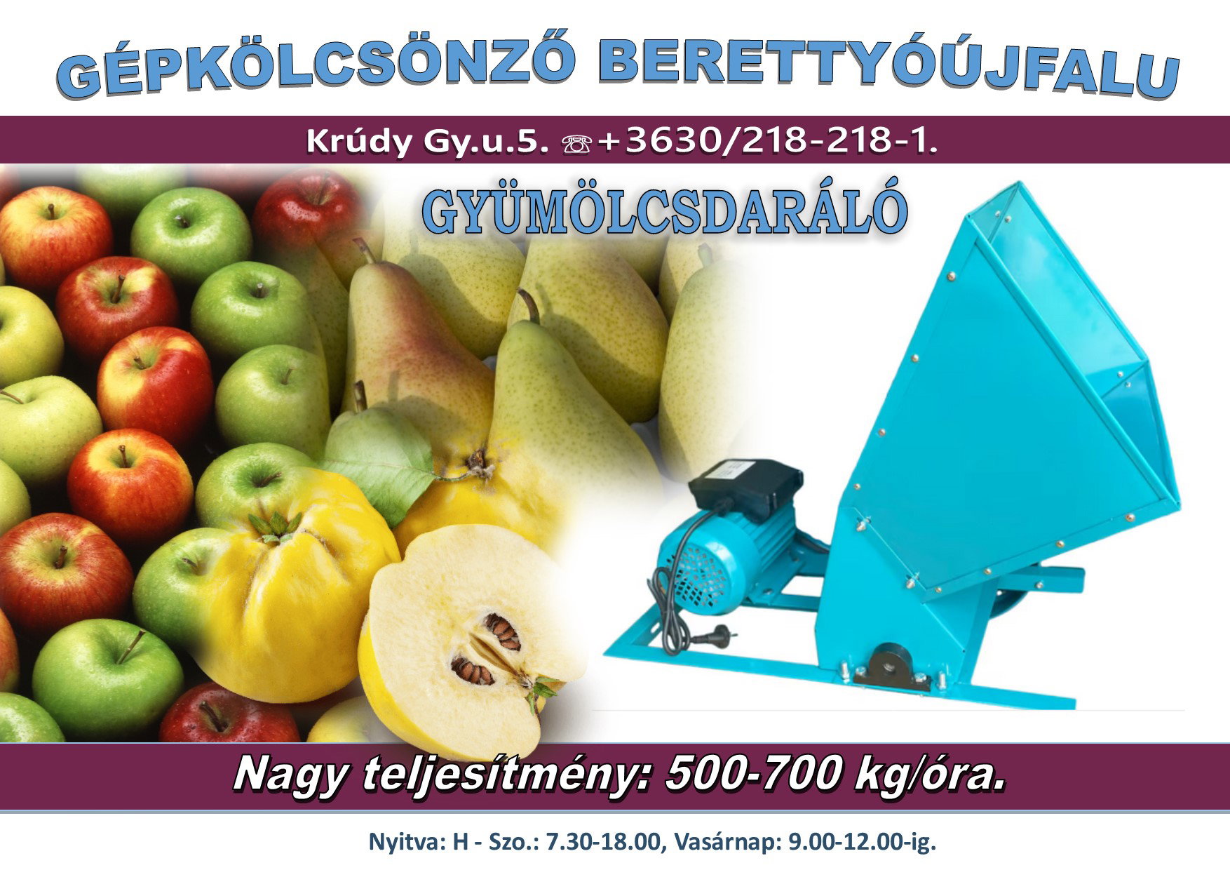 Gyümölcsdaráló gyümölcsfeldolgozáshoz