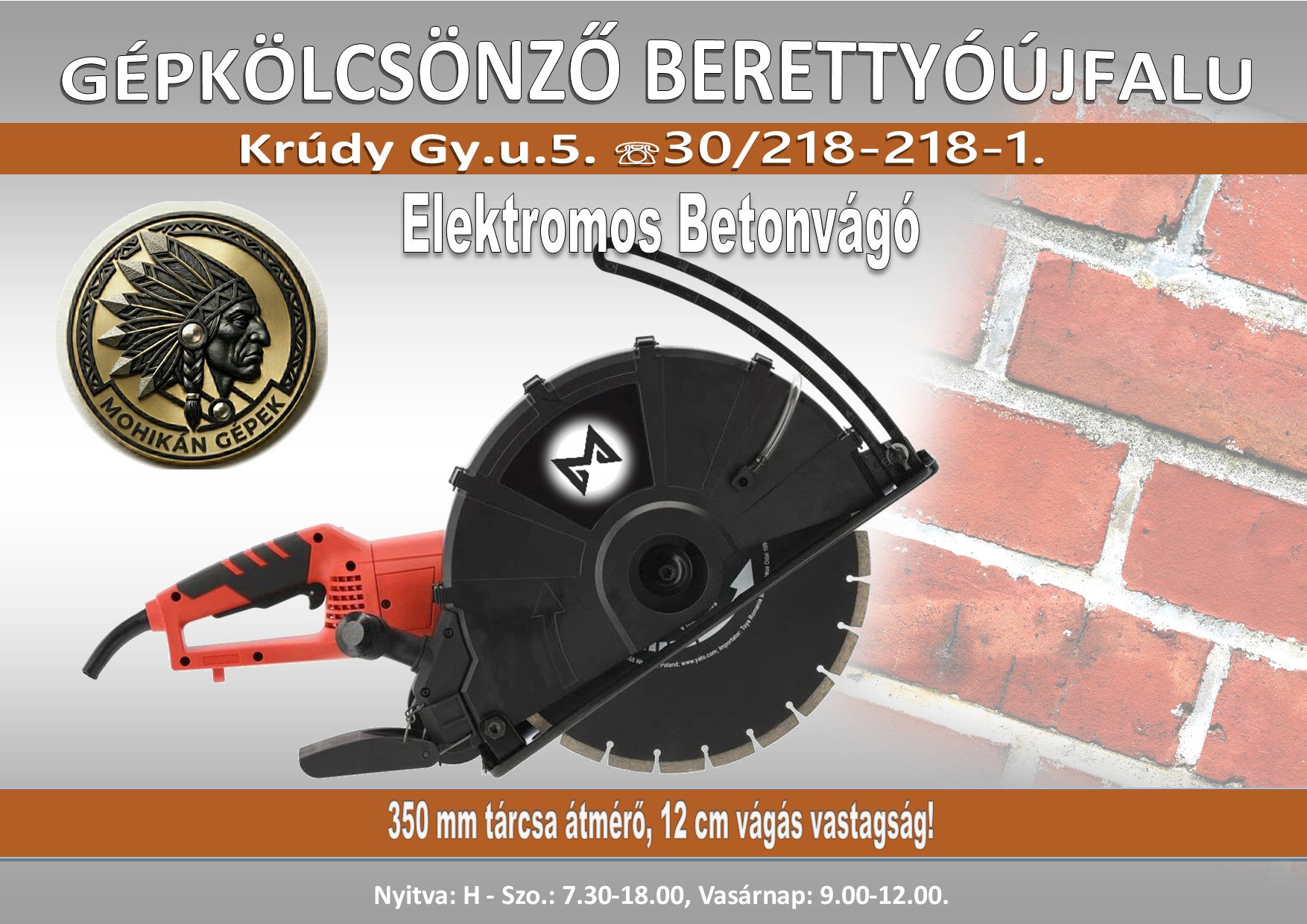 Elektromos betonvágó falazat és beton vágásához