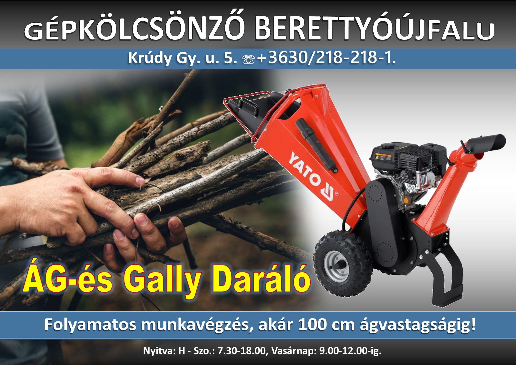 Ág- és gallydaráló kerti hulladék aprításához