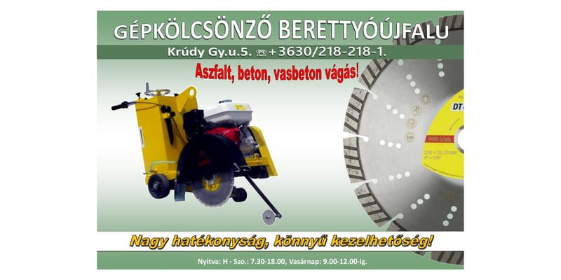 Aszfalt- és betonvágó kölcsönzés