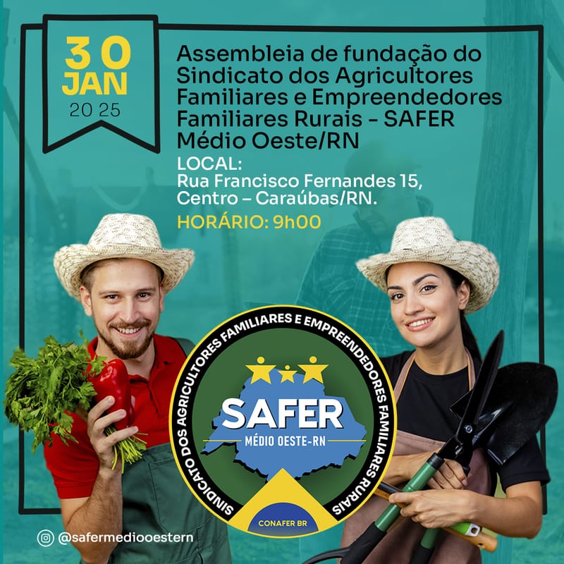 Assembleia de fundação do Sindicato dos Agricultores Familiares e Empreendedores Familiares Rurais - SAFER Médio Oeste/RN (30/01/2025)