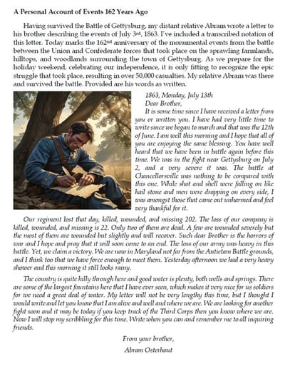 A Personal Account of Events 162 Years Ago