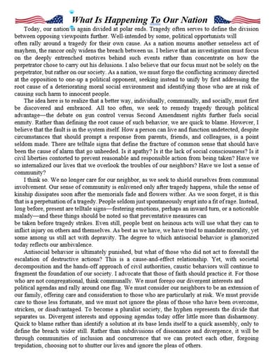 What Is Happening To Our Nation