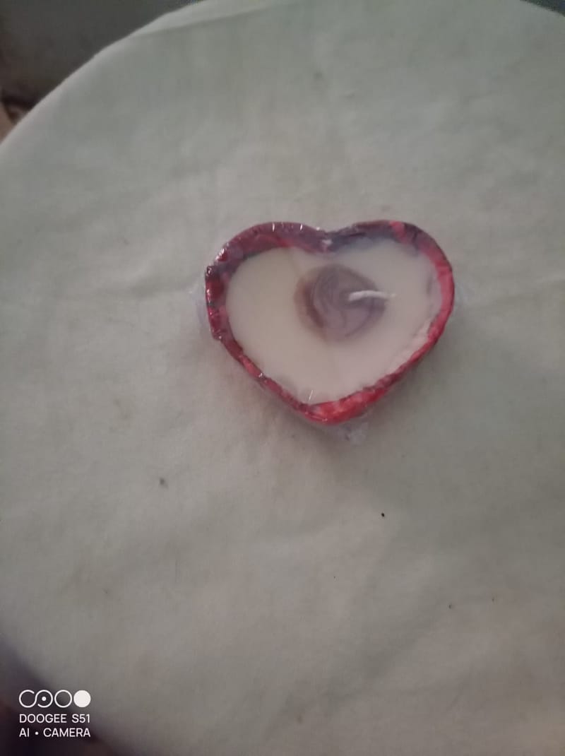 Handmade Heart Candle Holder with Candle – Rose - R275.00