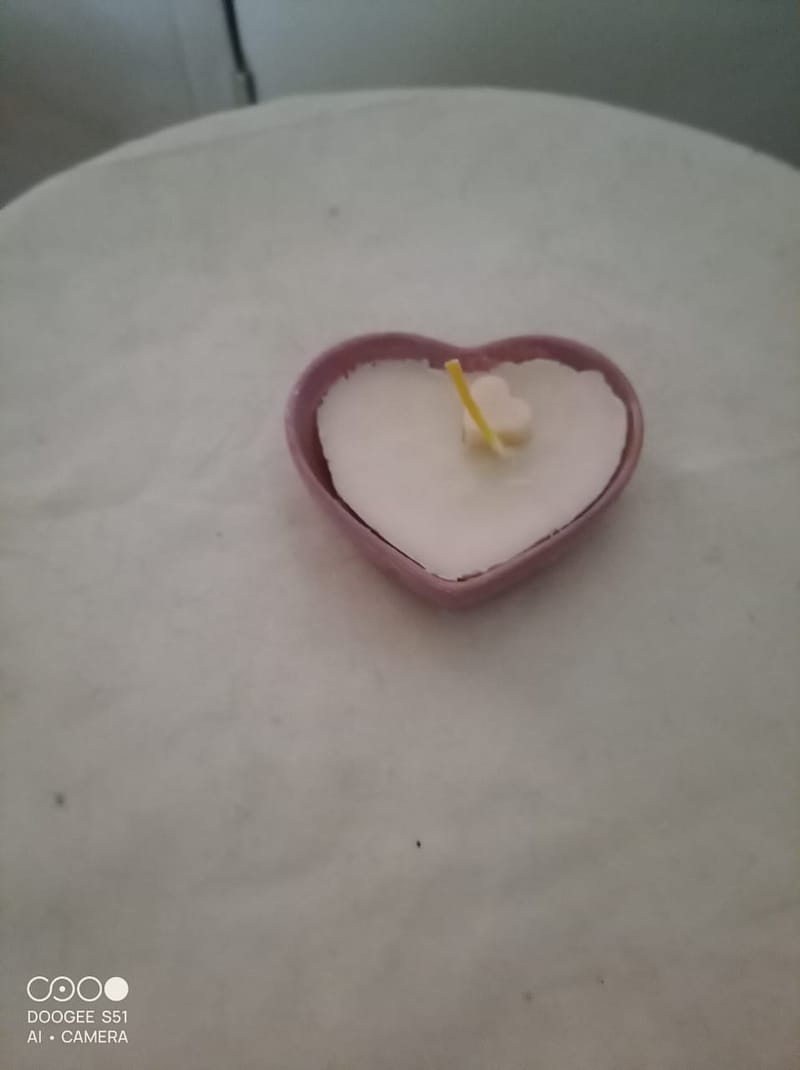 Handmade Heart Candle & Candle Holder - Dirty Pink - R275.00