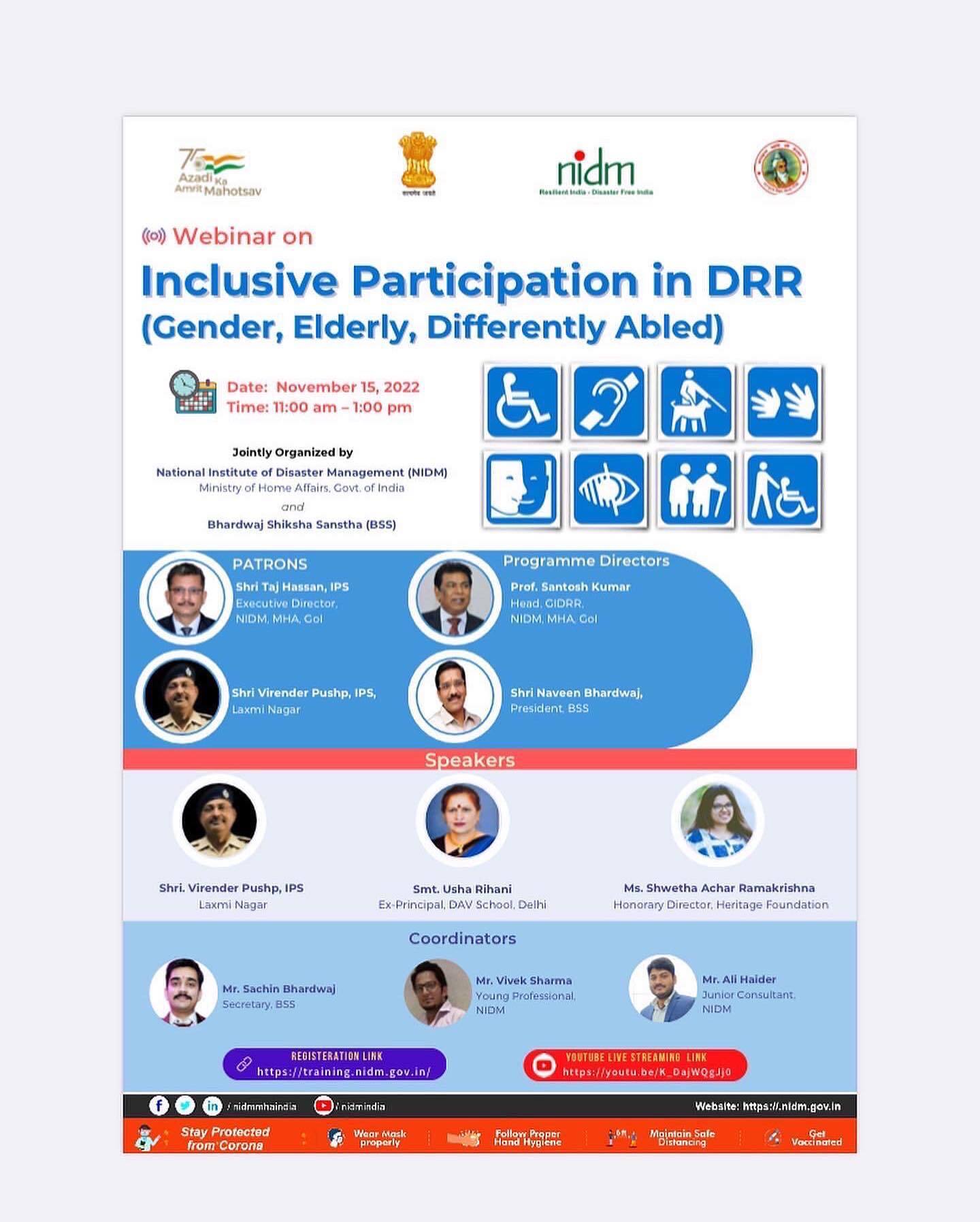 Inclusive Participation in Disaster Risk Reduction Panellist | Role of Heritage in Developing Practical Skills | Ministry of Home Affairs, Government of India Webinar | 2022