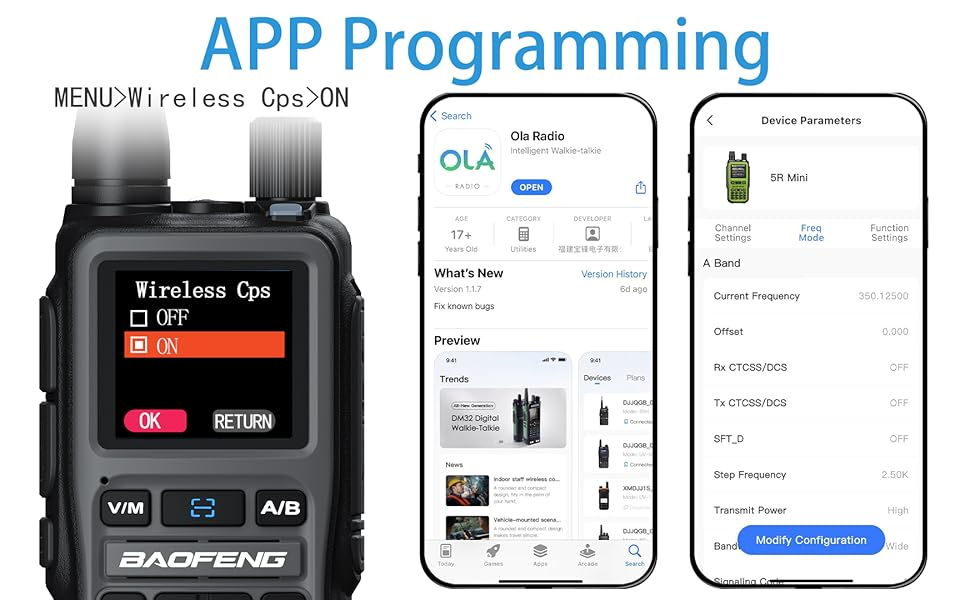 BAOFENG uv5r mini Grey App Programming
