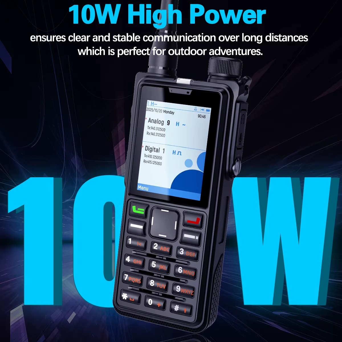 ABBREE AR-880 DMR&Analog Walkie Talkie IP67 Waterproof 10W High Power Dual Time Slot Large Screen SMS VOX Digital Ham Radio