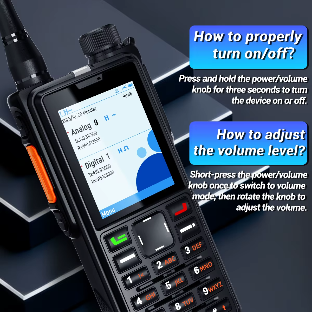 ABBREE AR-880 DMR&Analog Walkie Talkie IP67 Waterproof 10W High Power Dual Time Slot Large Screen SMS VOX Digital Ham Radio