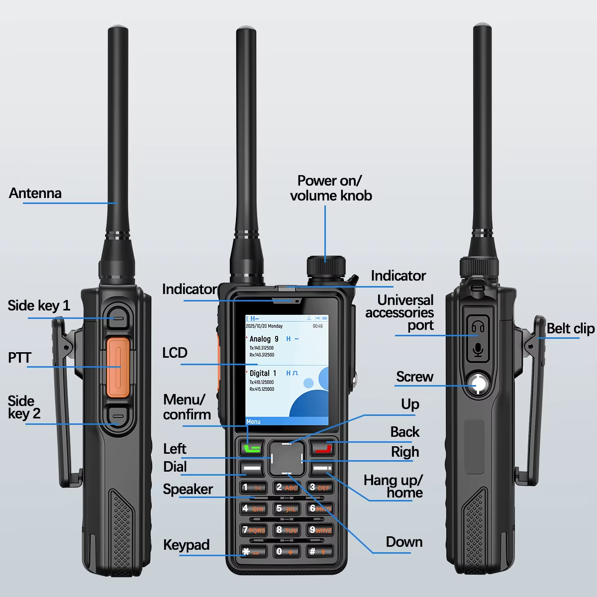 ABBREE AR-880 DMR&Analog Walkie Talkie IP67 Waterproof 10W High Power Dual Time Slot Large Screen SMS VOX Digital Ham Radio