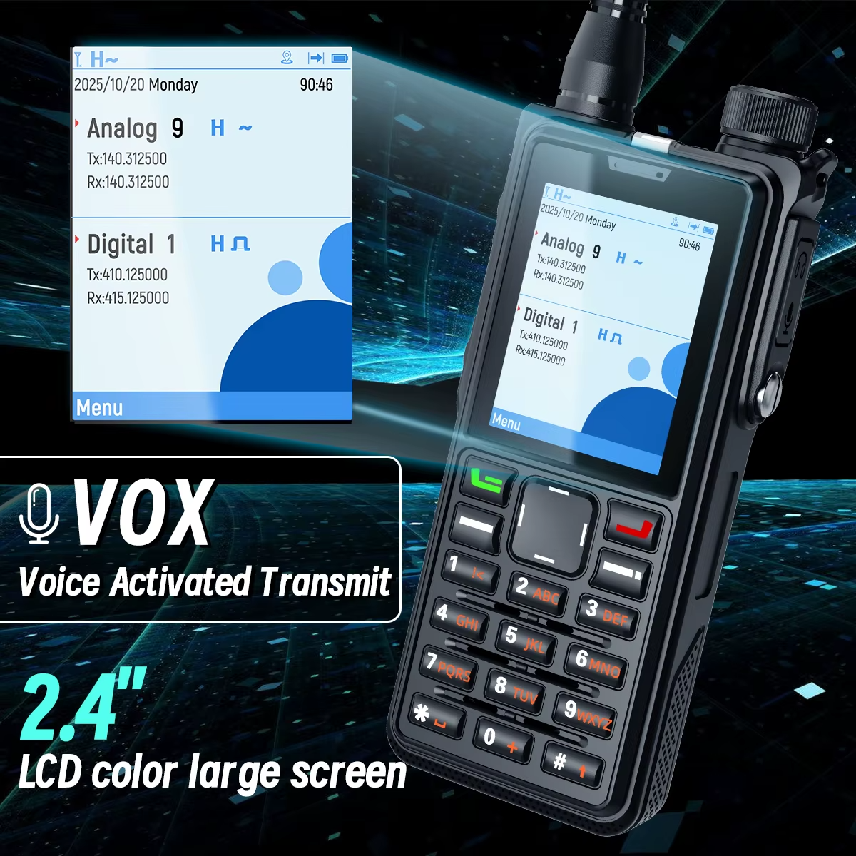 ABBREE AR-880 DMR&Analog Walkie Talkie IP67 Waterproof 10W High Power Dual Time Slot Large Screen SMS VOX Digital Ham Radio