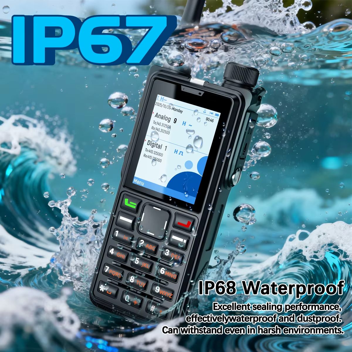 ABBREE AR-880 DMR&Analog Walkie Talkie IP67 Waterproof 10W High Power Dual Time Slot Large Screen SMS VOX Digital Ham Radio