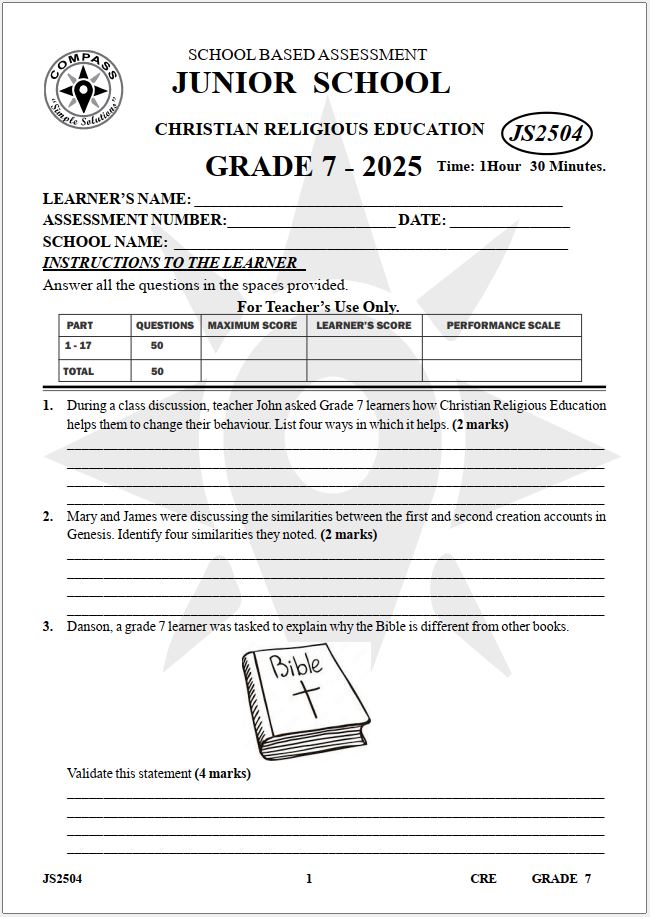 C.B.E School Printed Assessments
