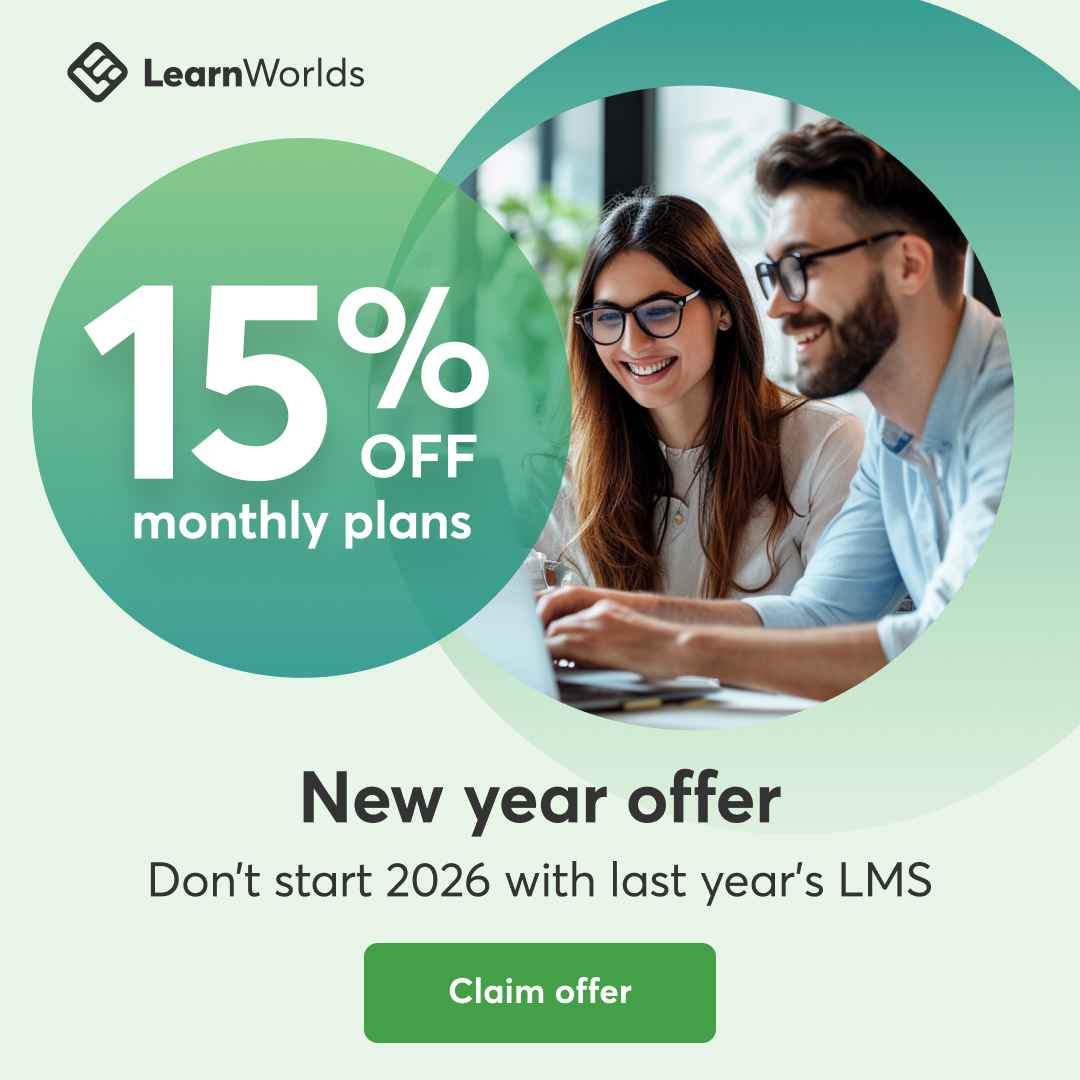 LearnWorlds 15% OFF New Year Discount: Save on Pro Trainer & Learning Center Plans in 2026
