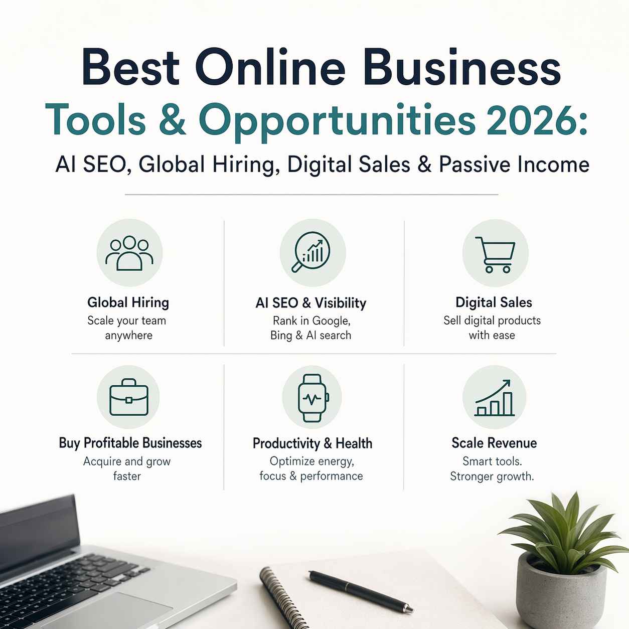 Best Online Business Tools & Opportunities in 2026: AI SEO, Global Hiring, Digital Sales & Passive Income