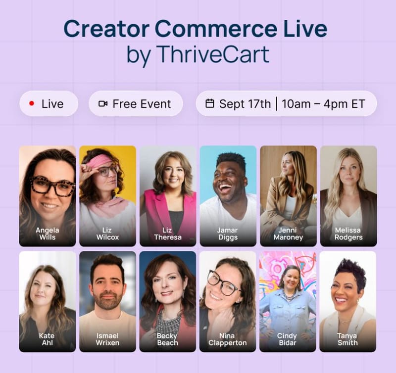 Creator Commerce Live 2026: Free ThriveCart Event, Speakers, Sessions & What Creators Can Learn