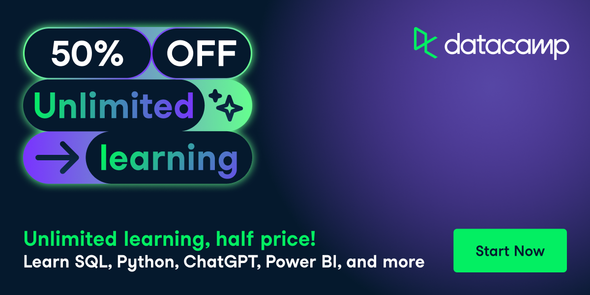 grab DataCamp’s 50% Off Limited-Time Offer today