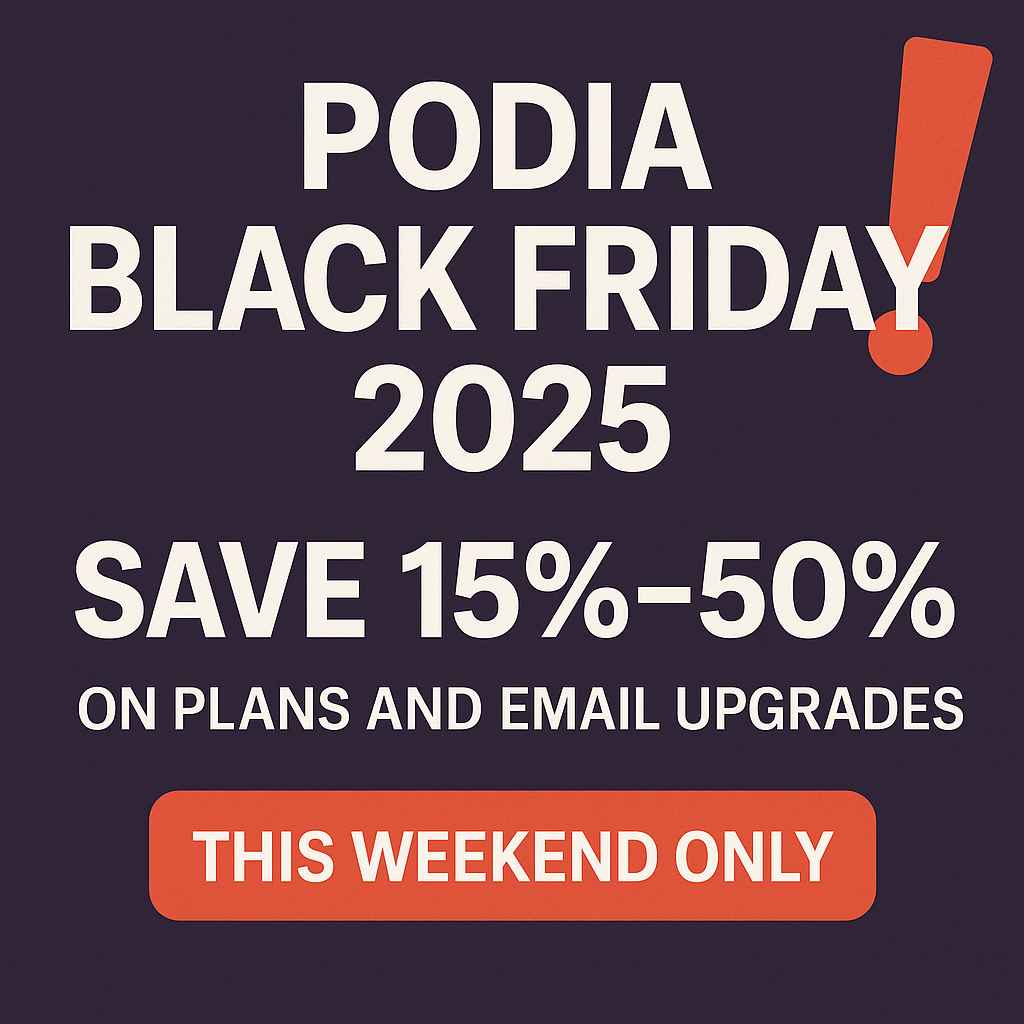 Lock in Podia’s Black Friday 2025 pricing now and start selling today