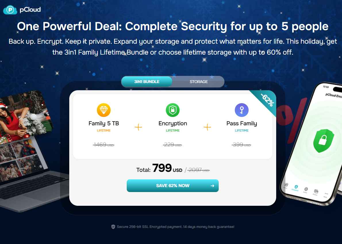 Activate the pCloud Family Lifetime Deal now and lock in lifetime security at up to 60% off before the holiday offer ends.