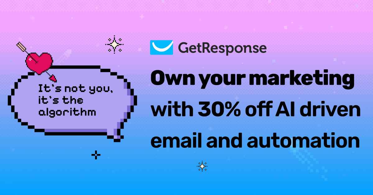 Unlock up to 30% off GetResponse this Valentine’s season
