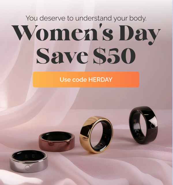 world’s first ECG & AFib Detection Smart Ring is now available with an exclusive $50 Women’s Day discount.