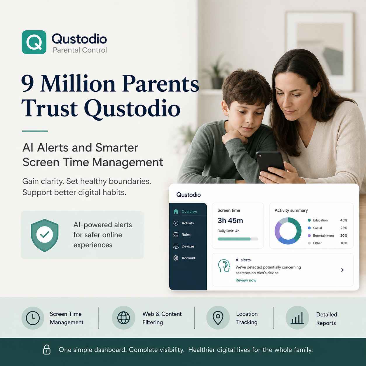 9 Million Parents Trust Qustodio: The Parental Control App With AI Alerts and Smarter Screen Time Management