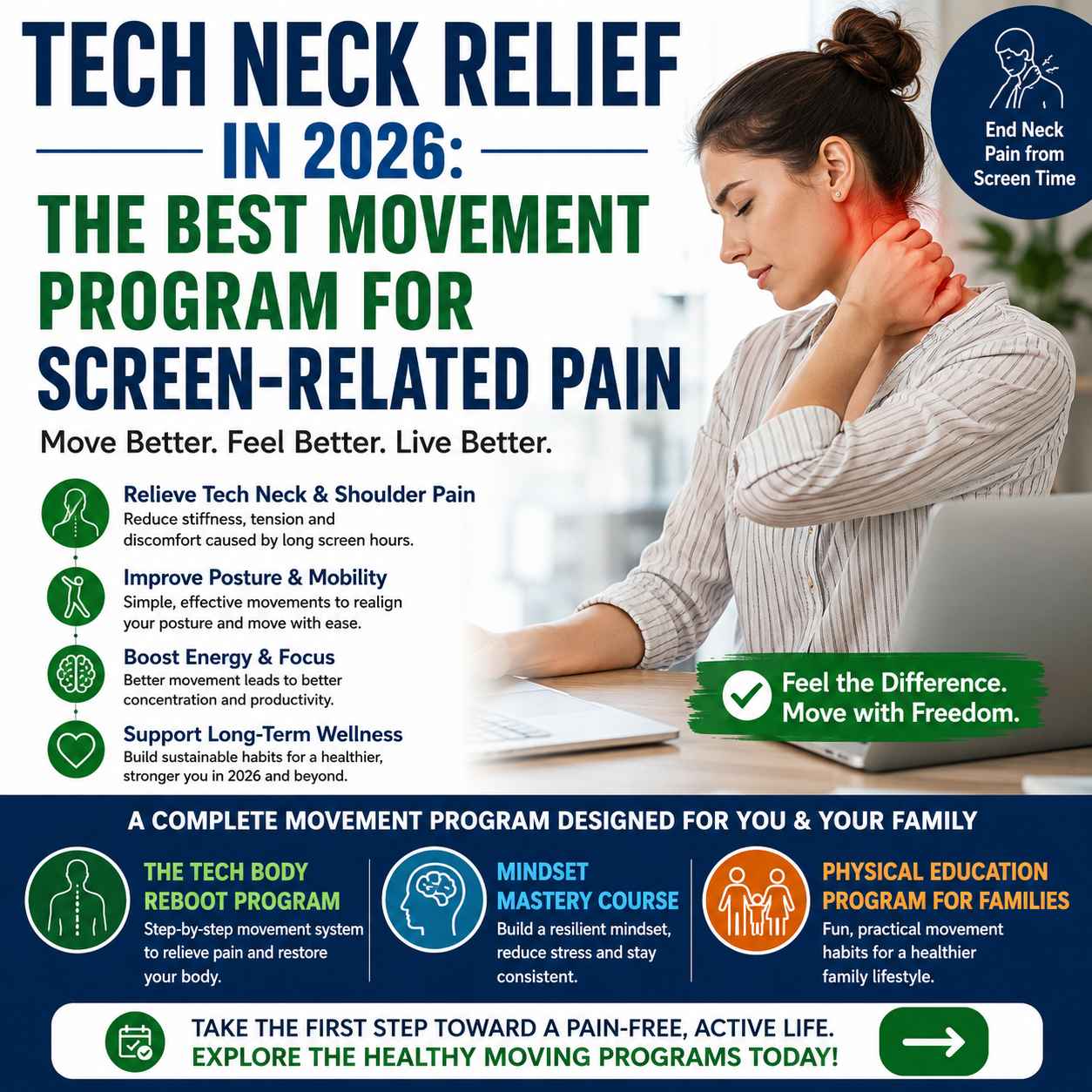 Tech Neck Relief in 2026: The Best Movement Program for Screen-Related Pain