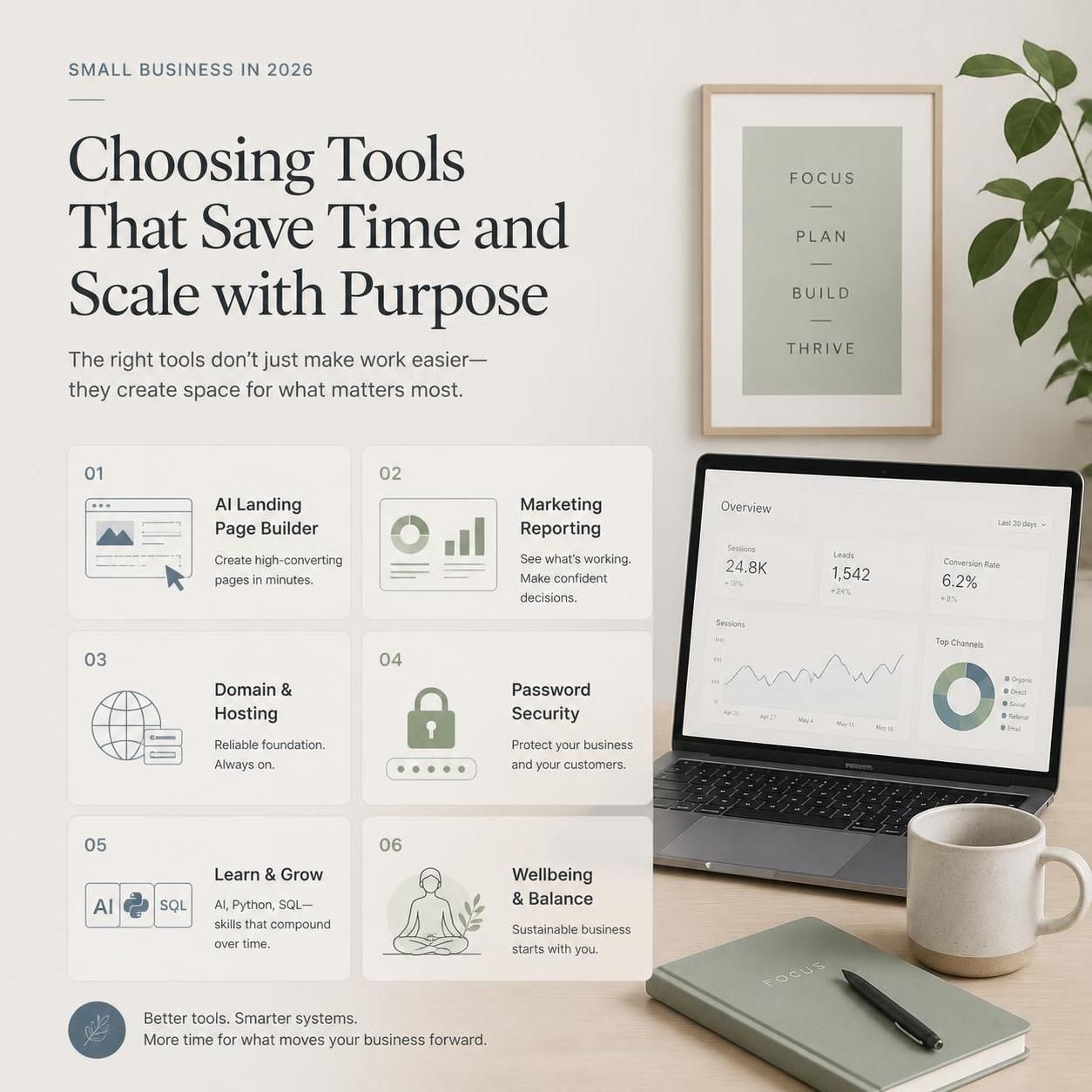Best Digital Tools for Small Business in 2026: 6 Smart Picks for Websites, Marketing, Security & Learning