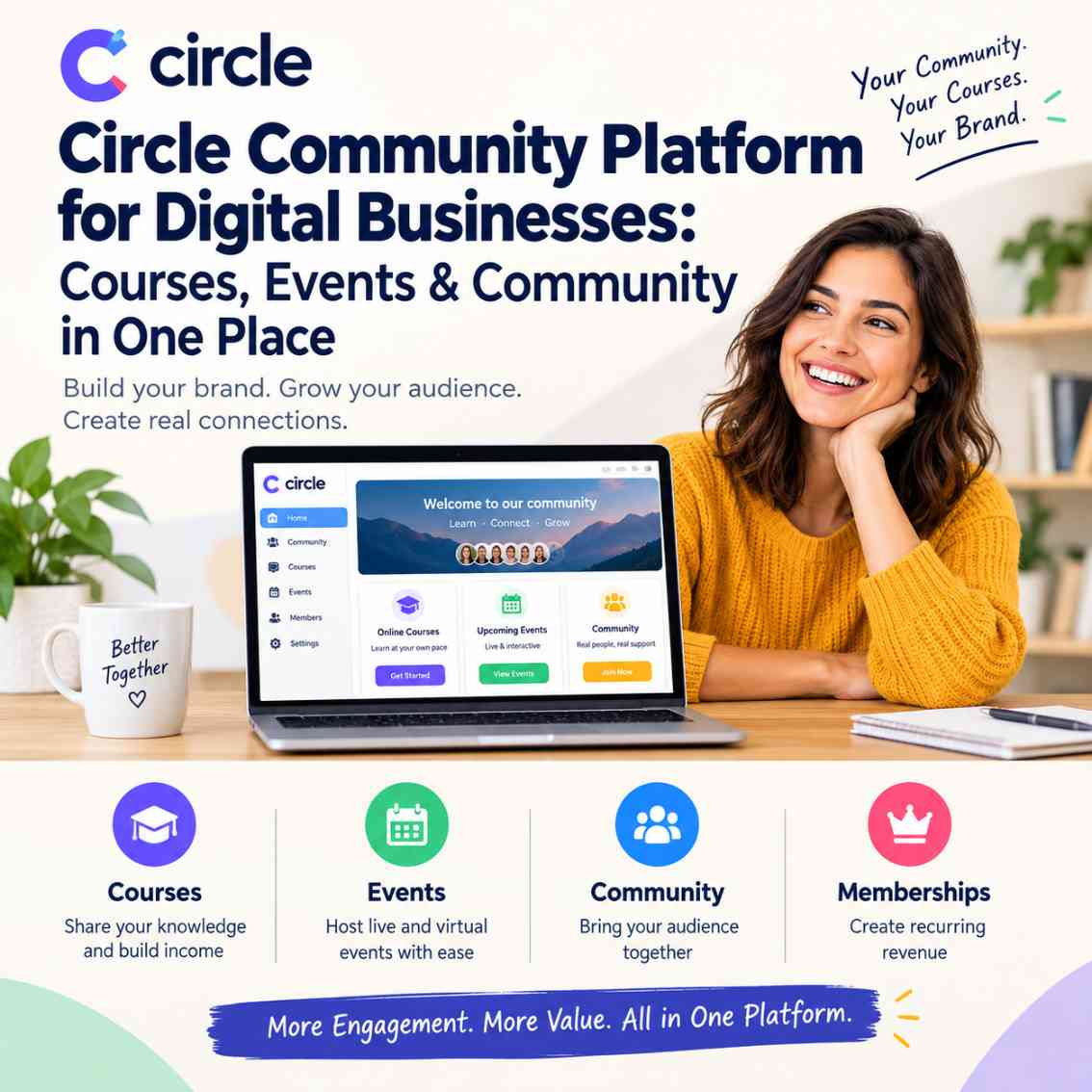 Circle Community Platform for Digital Businesses: Courses, Events & Community in One Place