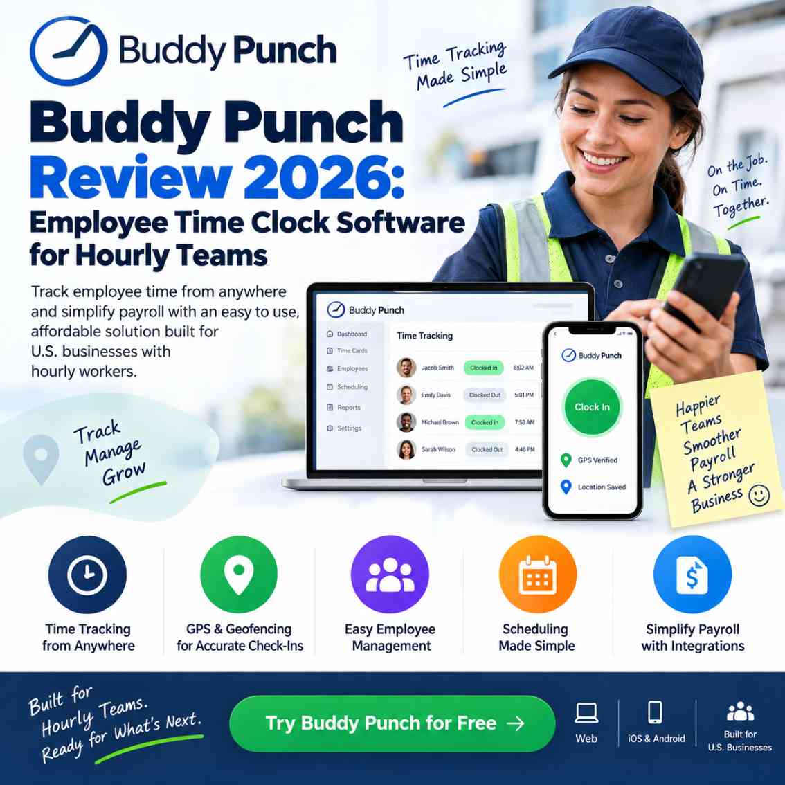 Buddy Punch Review 2026: Employee Time Clock Software for Hourly Teams