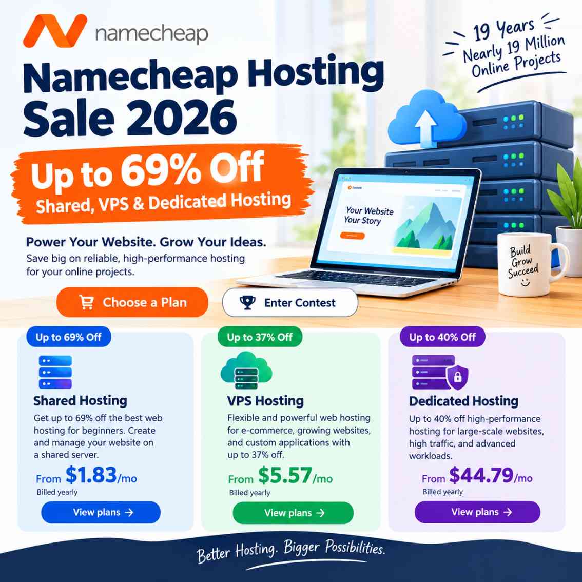 Namecheap Hosting Sale 2026: Up to 69% Off Shared, VPS & Dedicated Hosting