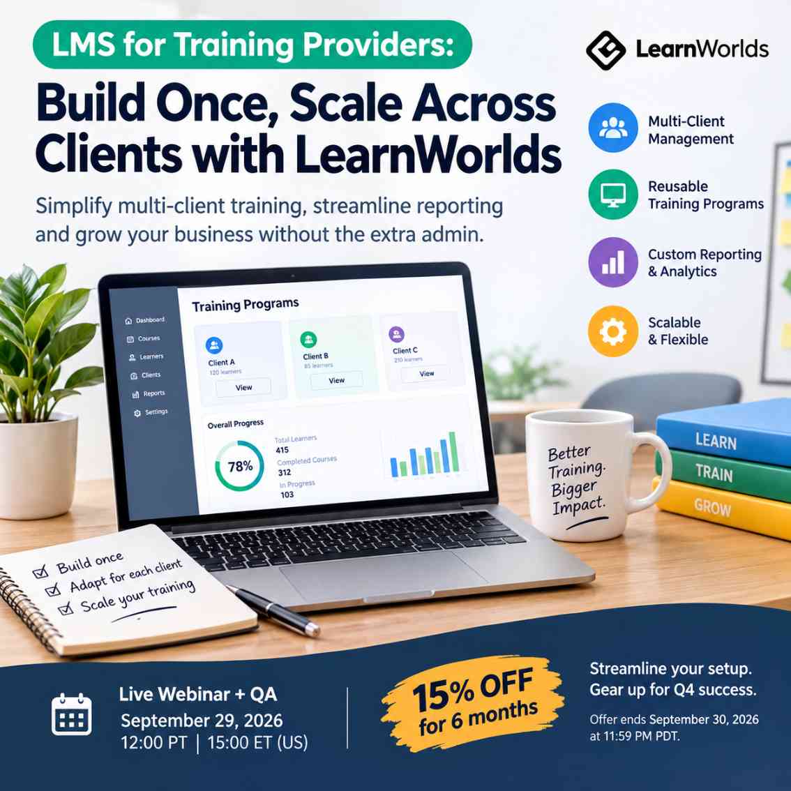 LMS for Training Providers: Build Once, Scale Across Clients with LearnWorlds