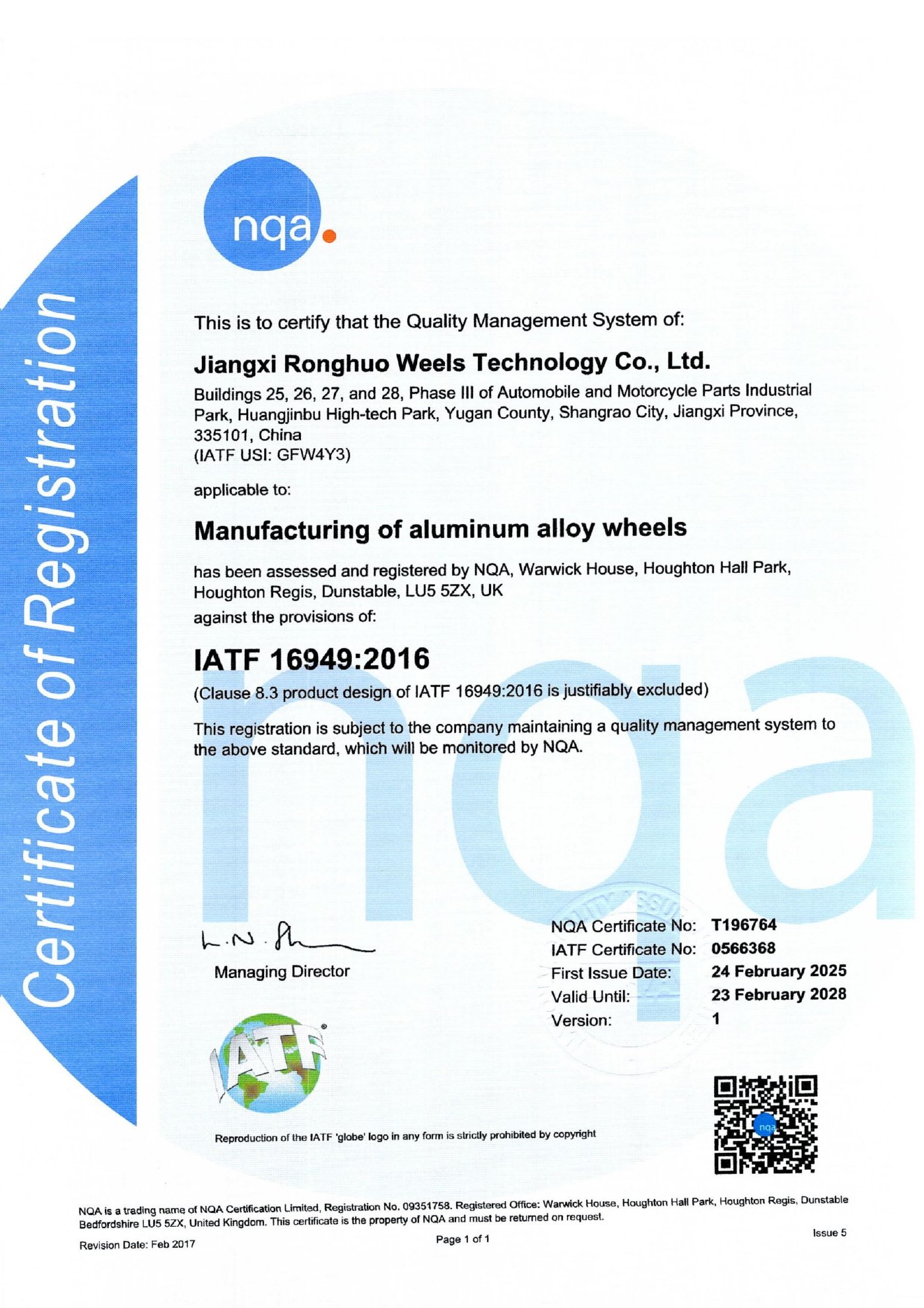Certificat IATF 16949
