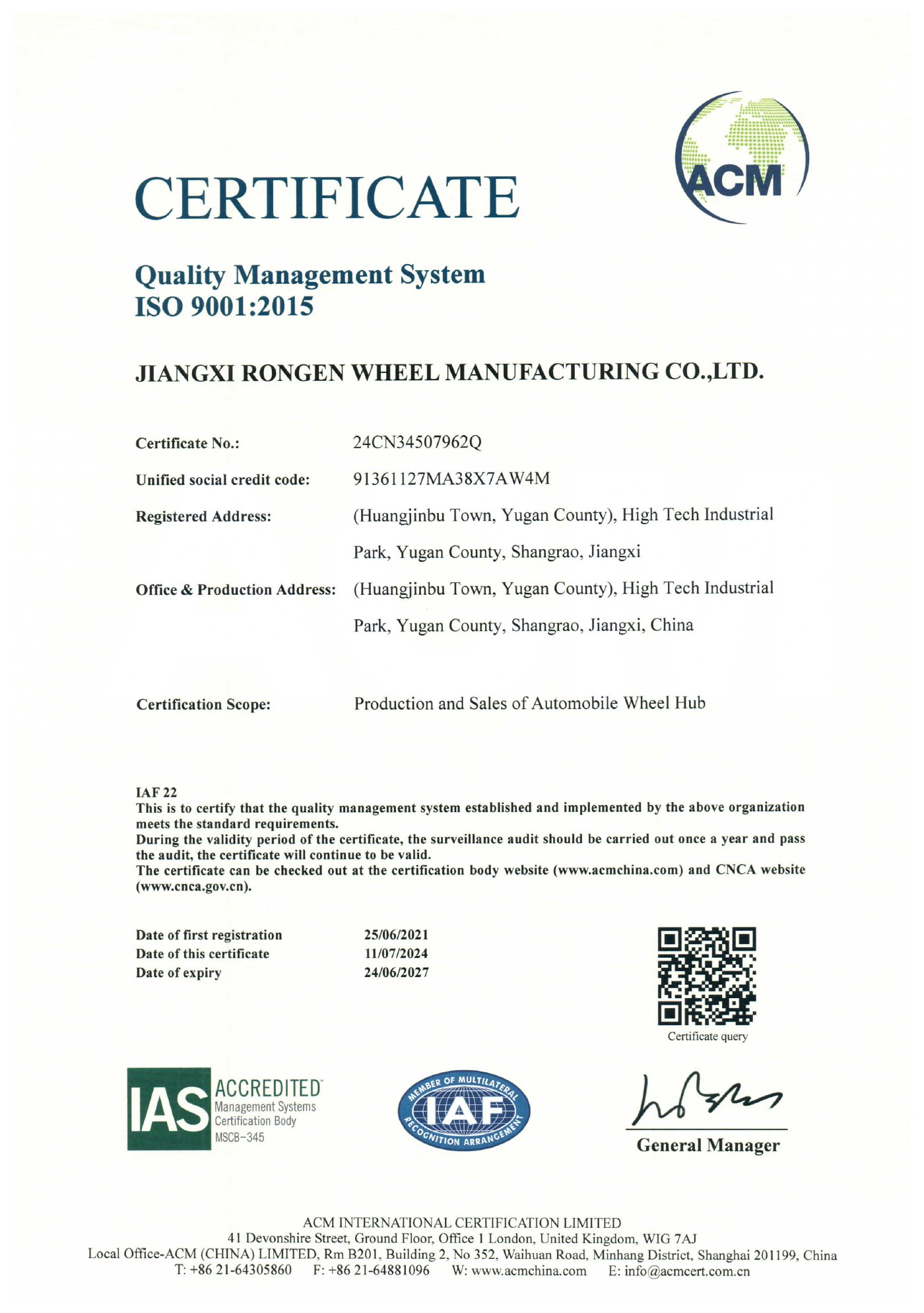 Certificat ISO 9001