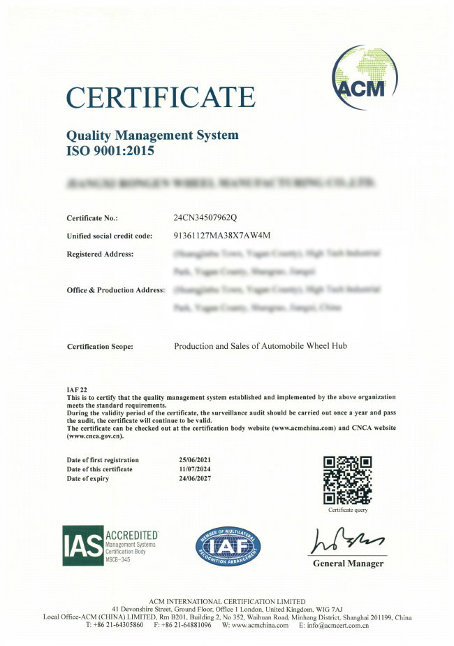 Certificat ISO 9001