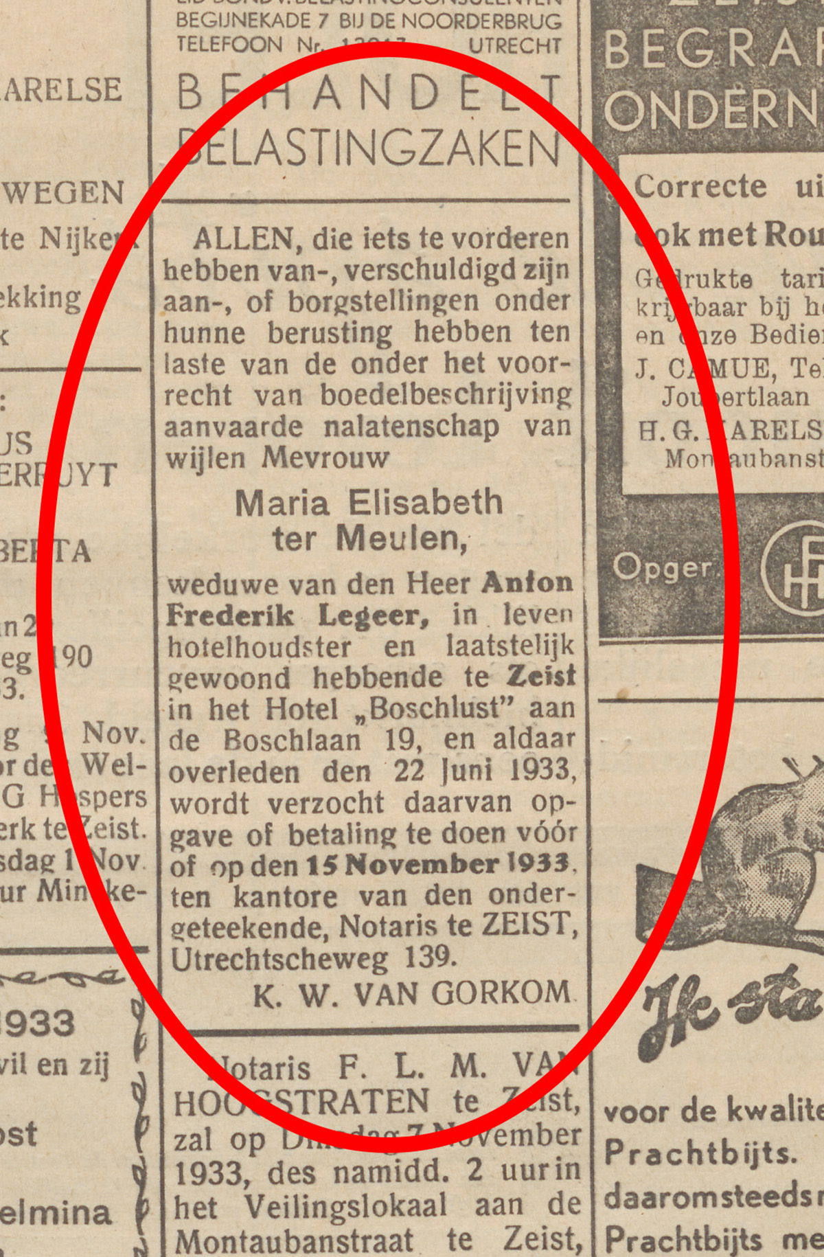 1933 OVERLIJDEN