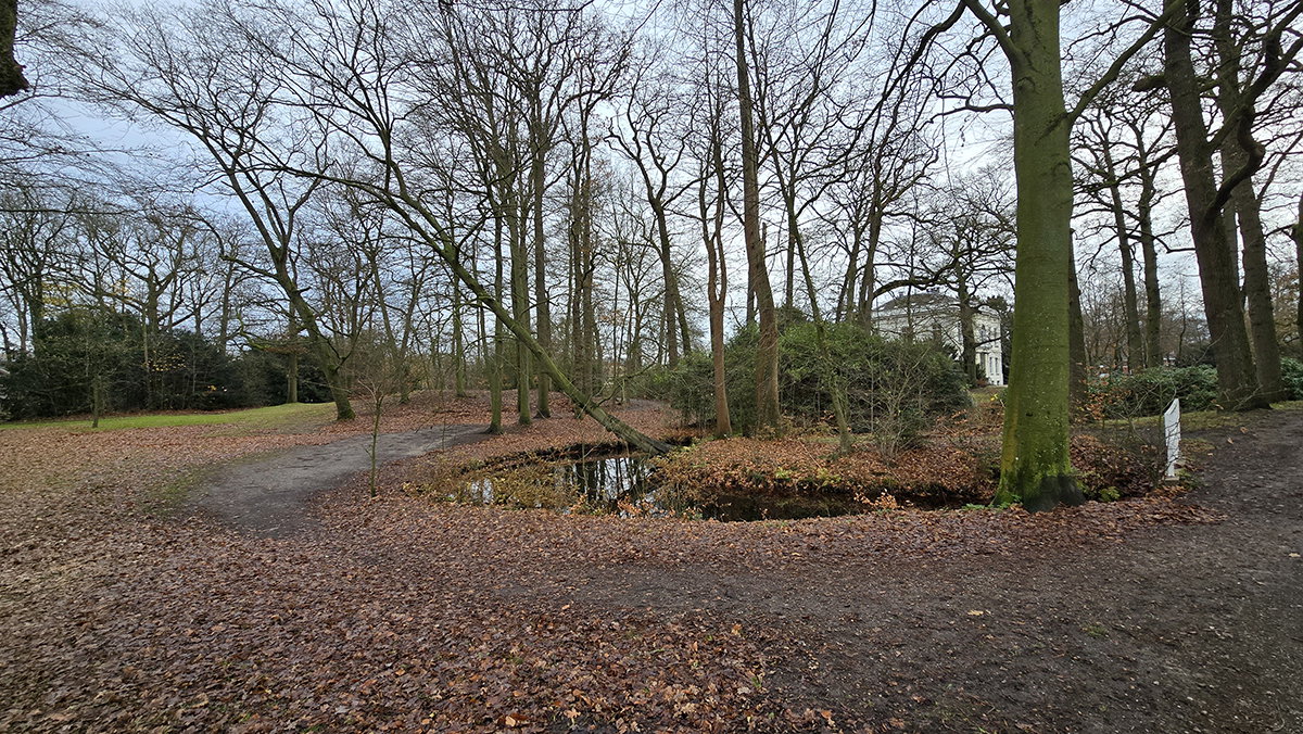 Serpentinevijver en huis