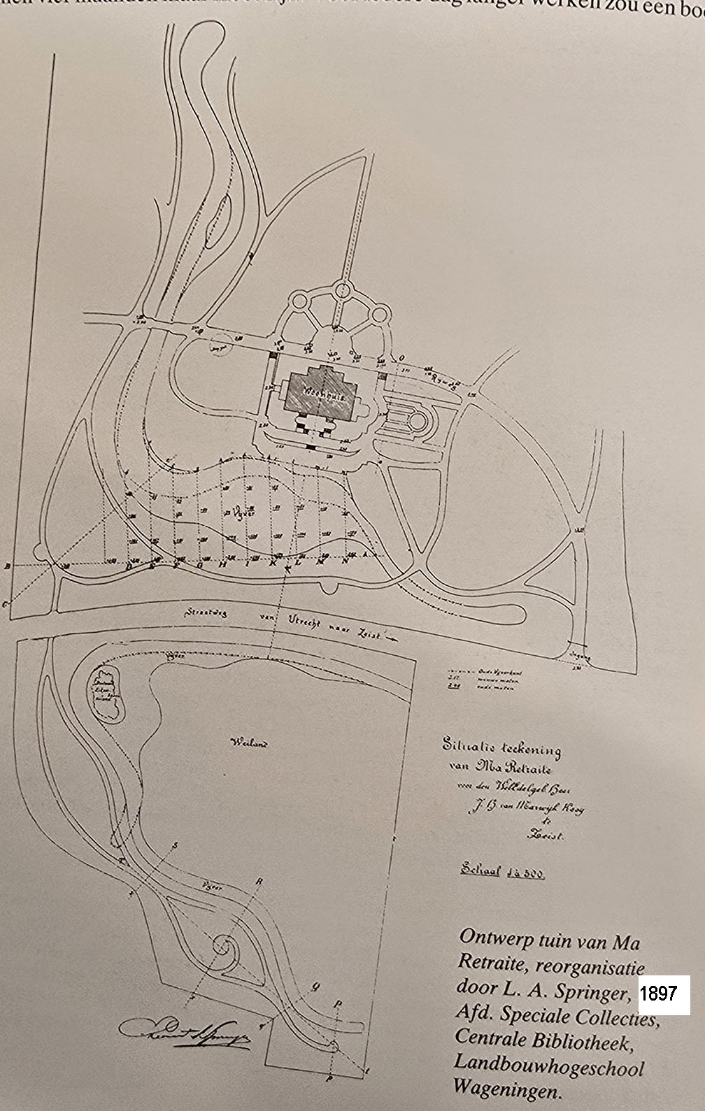 1897 Plattegrond ontwerp tuin L. Springer