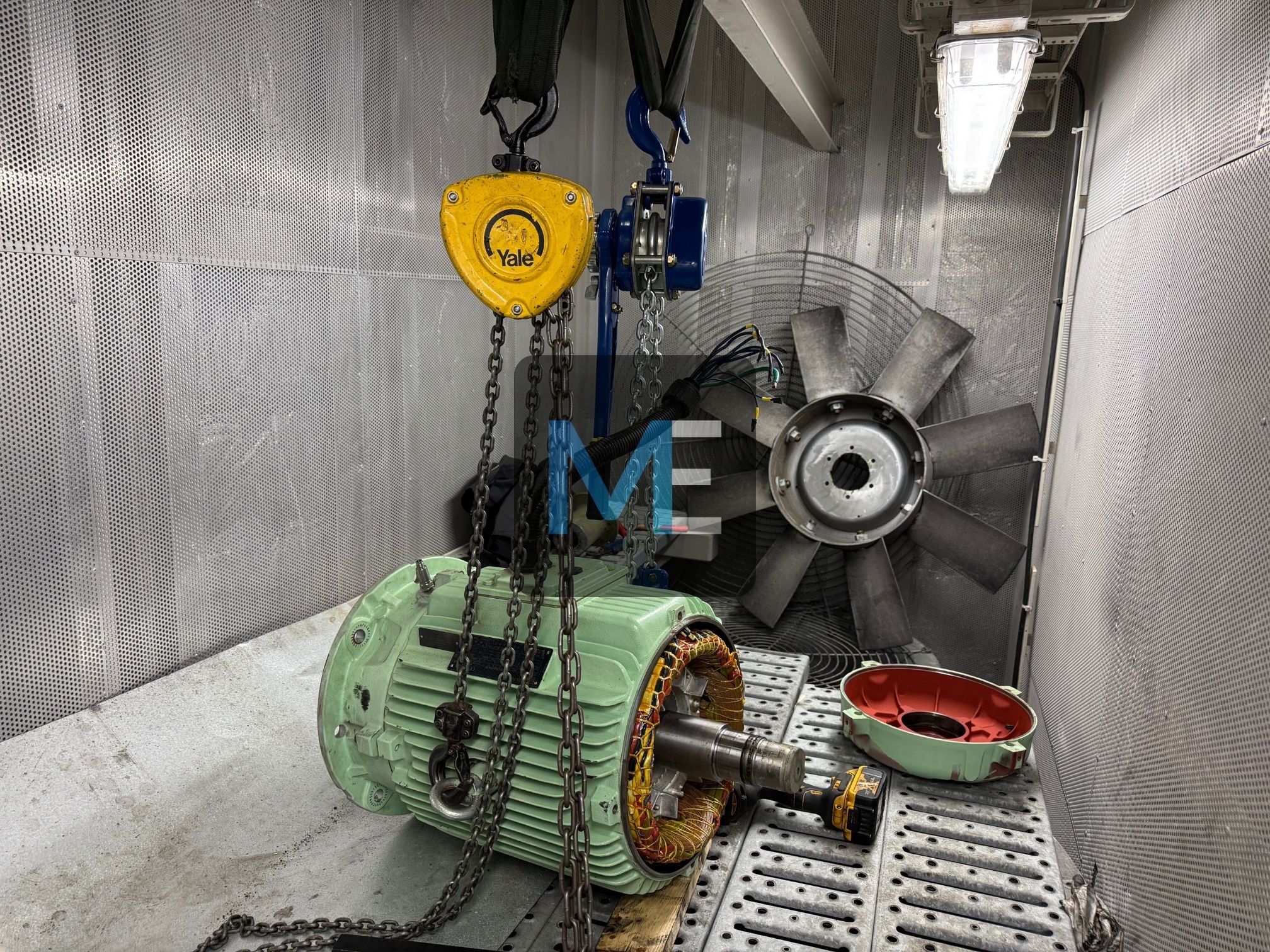 Major repair of the discharge fan for the engine room