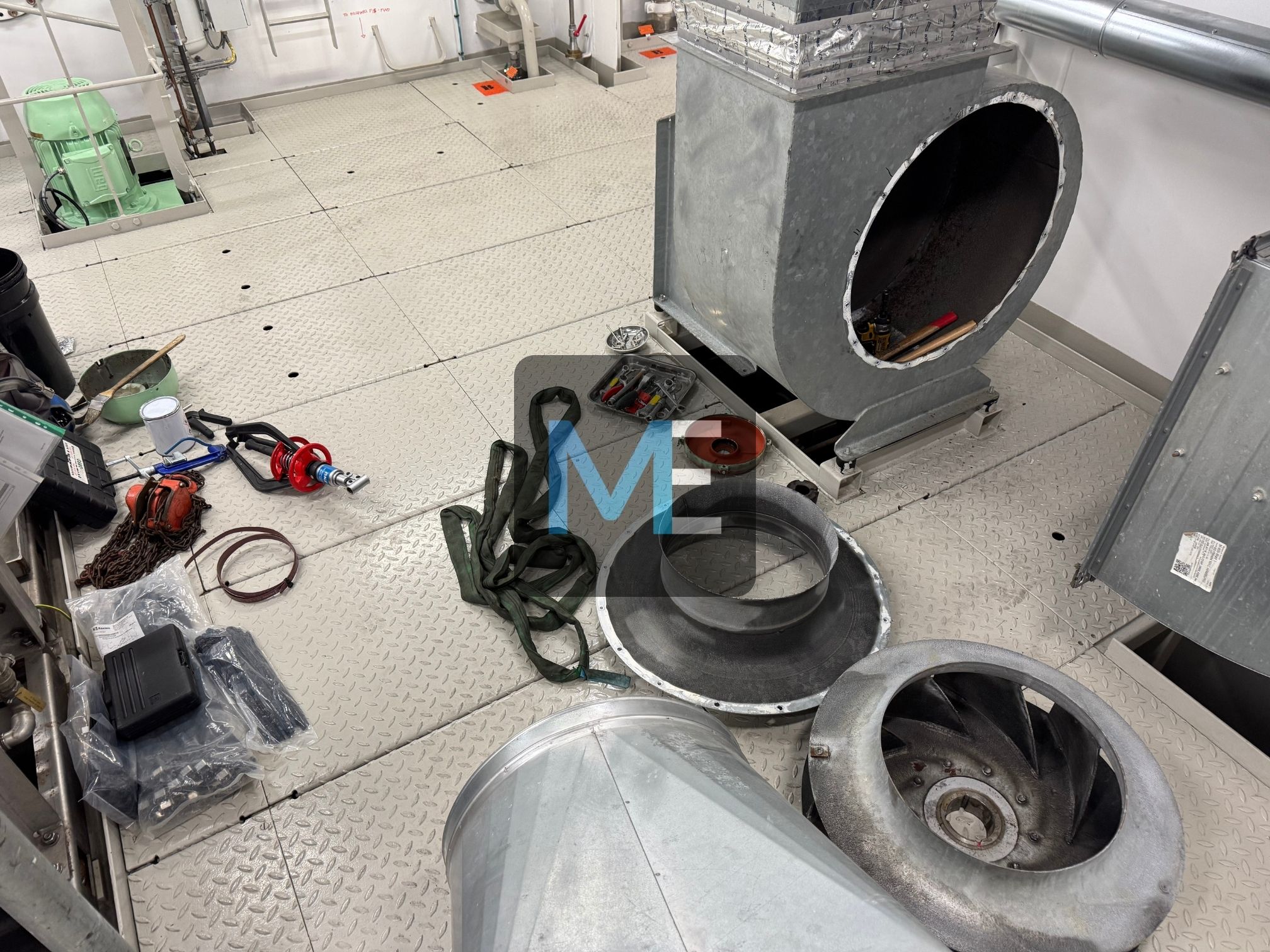 Major repair of the suction fan for the engine room