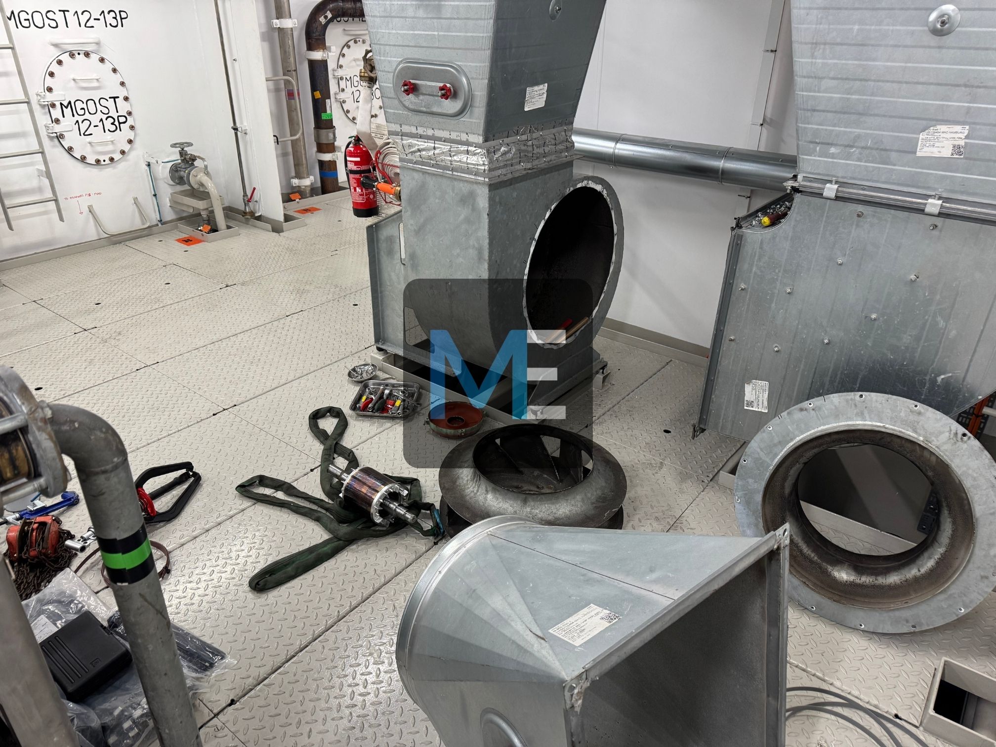 Major repair of the suction fan for the engine room